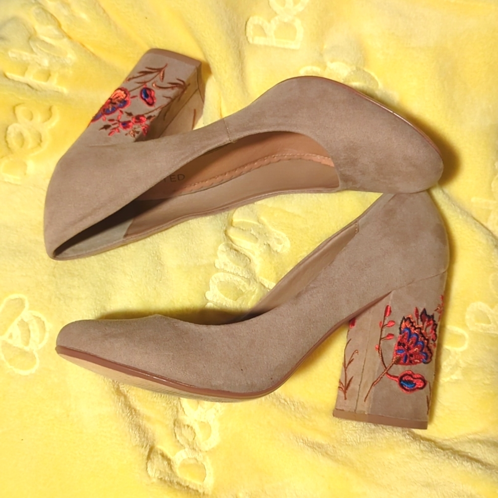 Restricted Tan Embroidered Heels 9